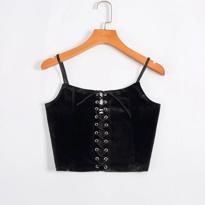 Hot Sale 2021 Balck Vest Women Bandage Cross Up Tank Tops Summer Ladies Sexy Sleeveless Crop Top Casual V-Neck Short Shirts