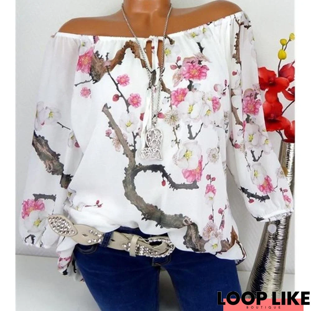 Women's Large Size Blouse Lantern Sleeve Shirt Loose Casual Tops