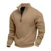 Men's Fleece-Lined Heavyweight Loose Fit Outdoor Warm Stand Collar Logo Casual Sports Sweatshirt by Inlyline