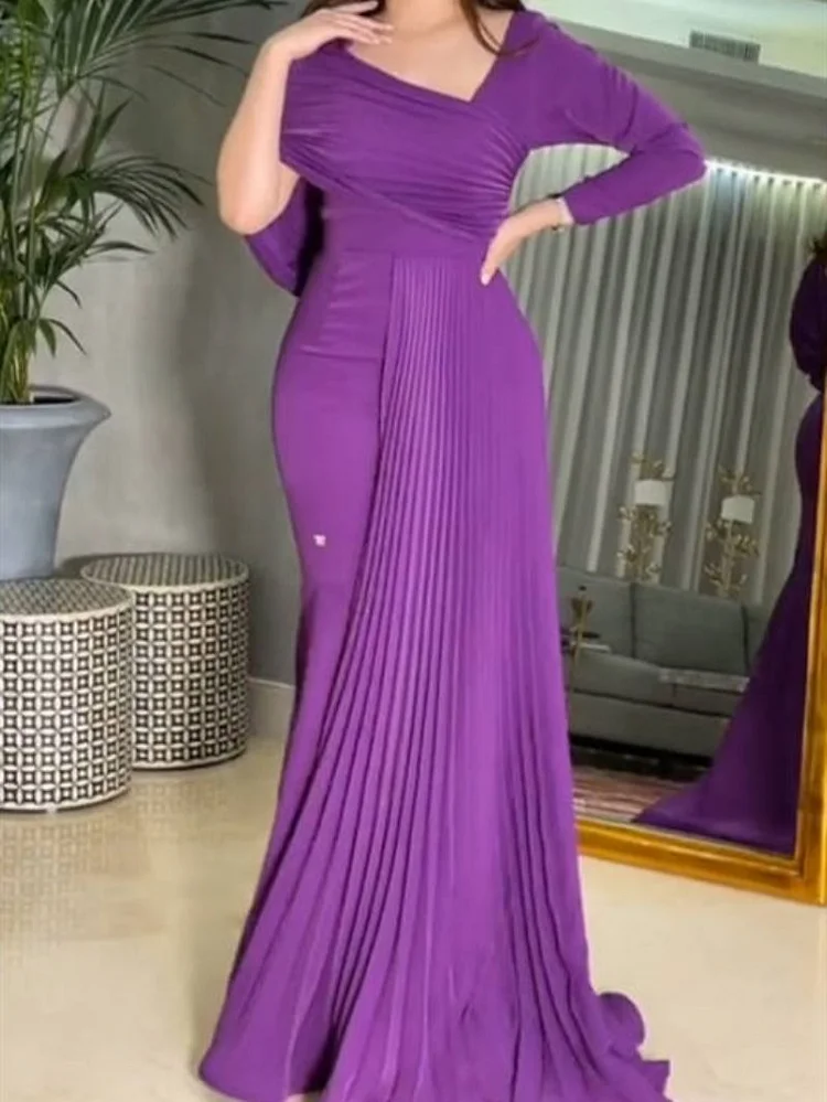 Elegant Purple Mermaid Package Hip Dress