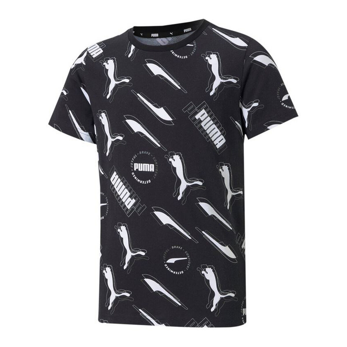 Child's Short Sleeve T-Shirt Puma AOP Black - sale.kim -  endless selection of finest brands