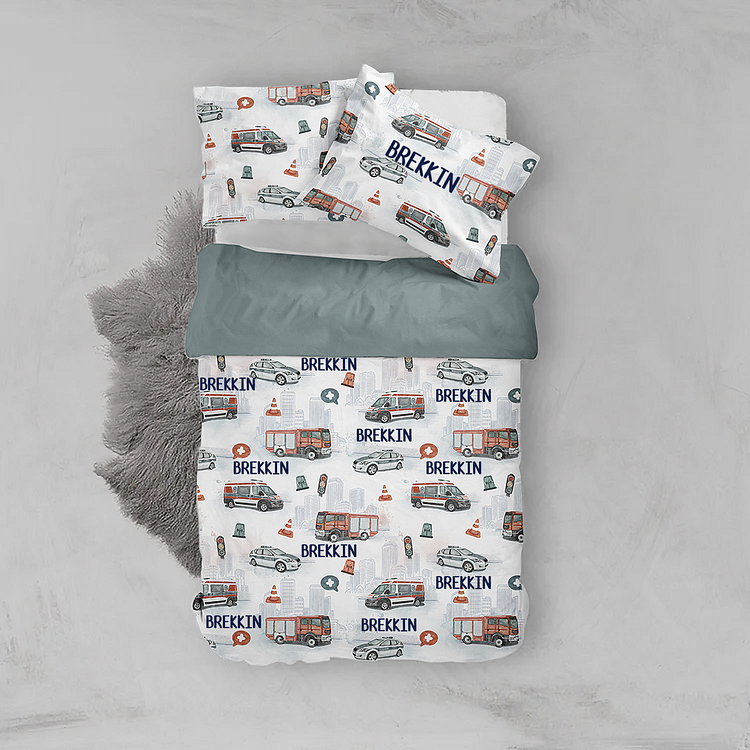 BlanketCute-Personalized Lovely Bedroom Car Bedding Set with Your Kid's Name | 03