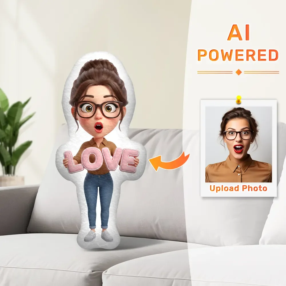 Custom AI Cartoon Pillow with Love Heart Design | Personalized | Save 10%