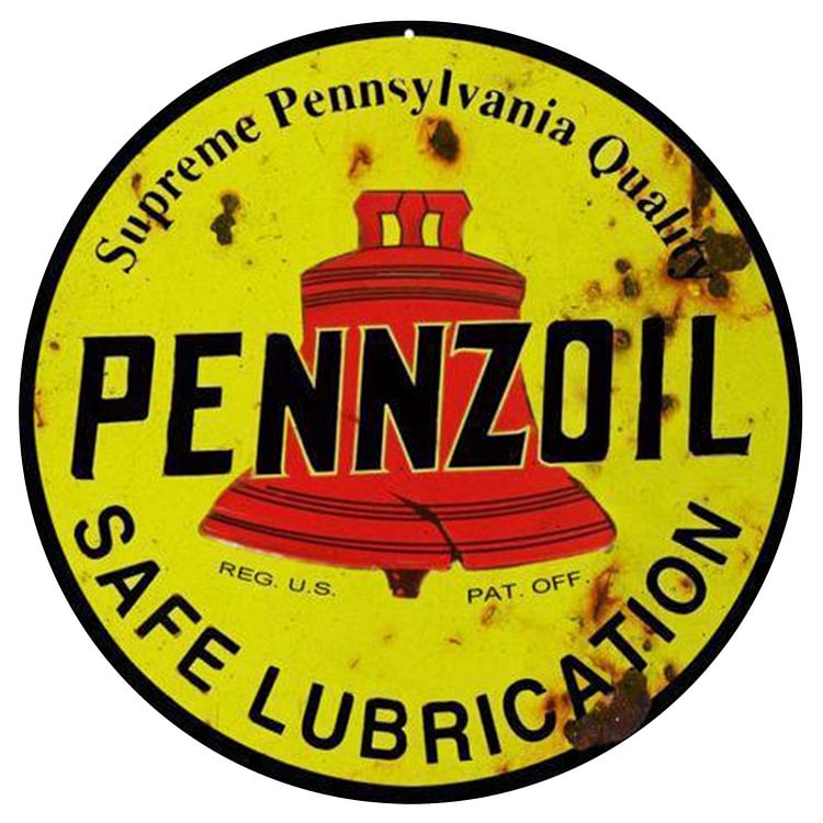 Aged Pennzoil Safe Lubrication - Tin Signs/Wooden Signs - 12*12inches (Round)