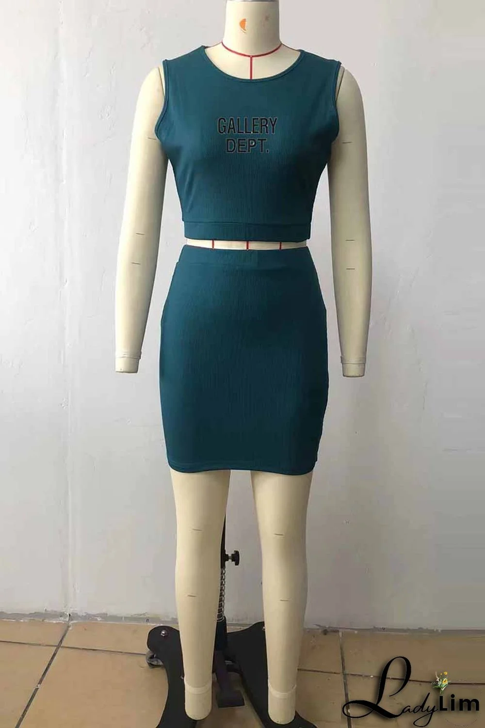 Orange Casual Print Letter O Neck Sleeveless Two Pieces