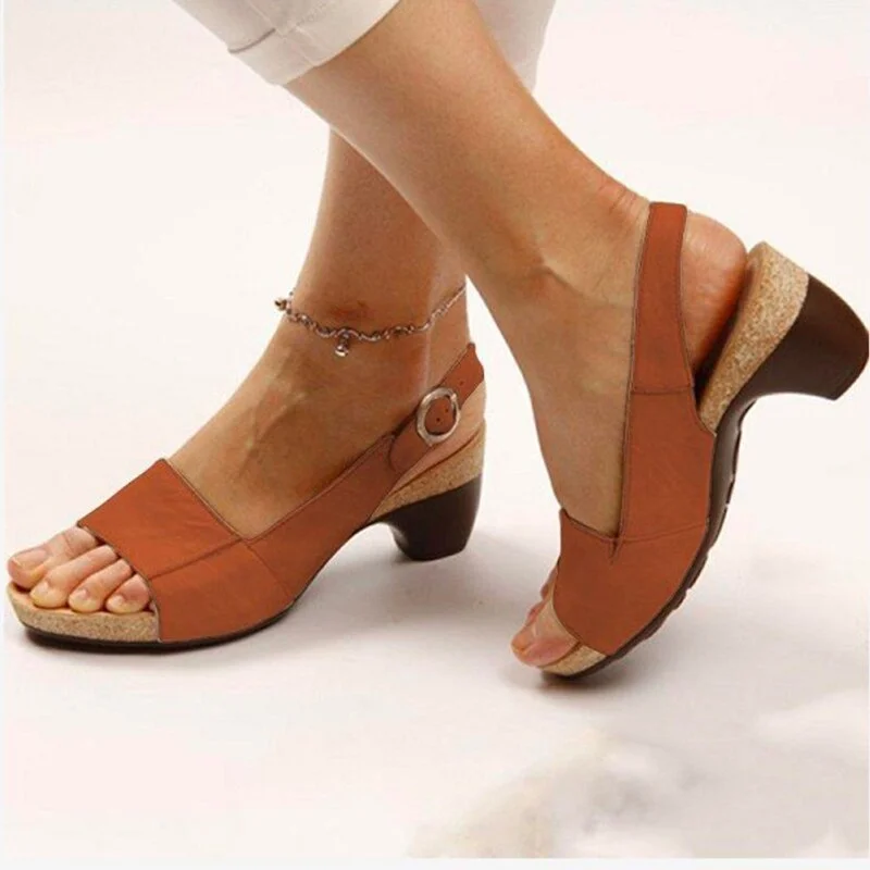 2022 Women's Gladiator Sandals Buckle Strap Woman Chunky Heels Peep Toe Ladies Casual Shoes Female Summer Autumn Fashion Sandals
