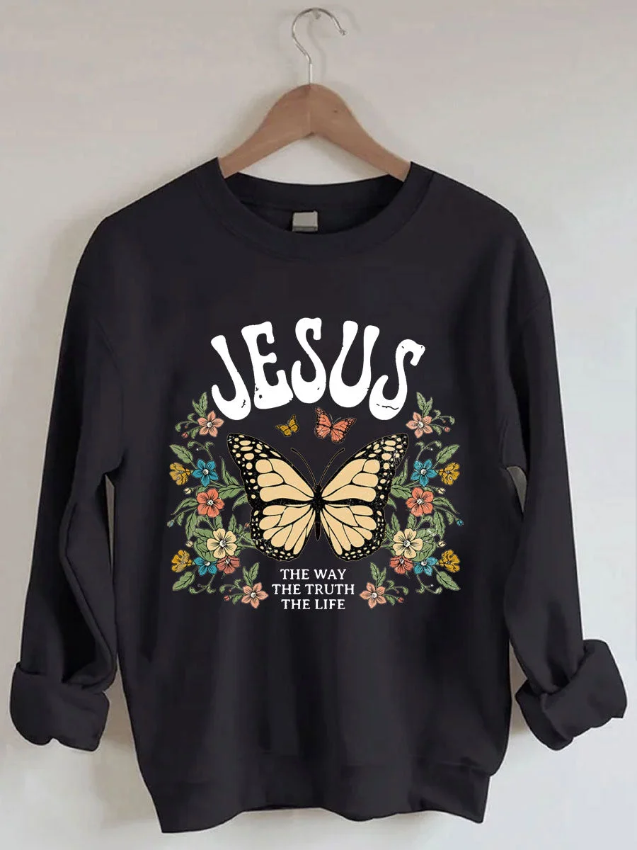Jesus The Way The Truth The Life Boho Christian Sweatshirt