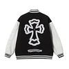 Chrome Hearts Layered Cross Varsity Jacket - Black White Street Style Outerwear 2208