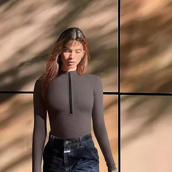 Nigikala Nigikala Long-Sleeved Joint Sexy Rib-Link Long-Sleeved Tops