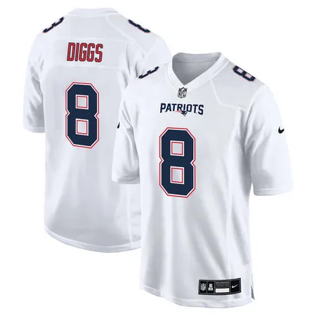 Men's New England Patriots #8 Stefon Diggs Tundra White Fashion Game Jersey