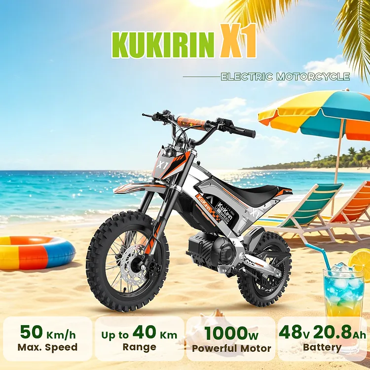 KuKirin X1 Electric Off-Road Motorcycle | 48V 20.8Ah Battery | 1000W Motor Rated Power