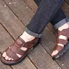 Gioiacombo&trade; Sandali da spiaggia regolabili in pelle con velcro da uomo