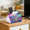 (24cm)Diamond Art Tissue Box Cover DIY PU Desktop Organizer Large(Flower)