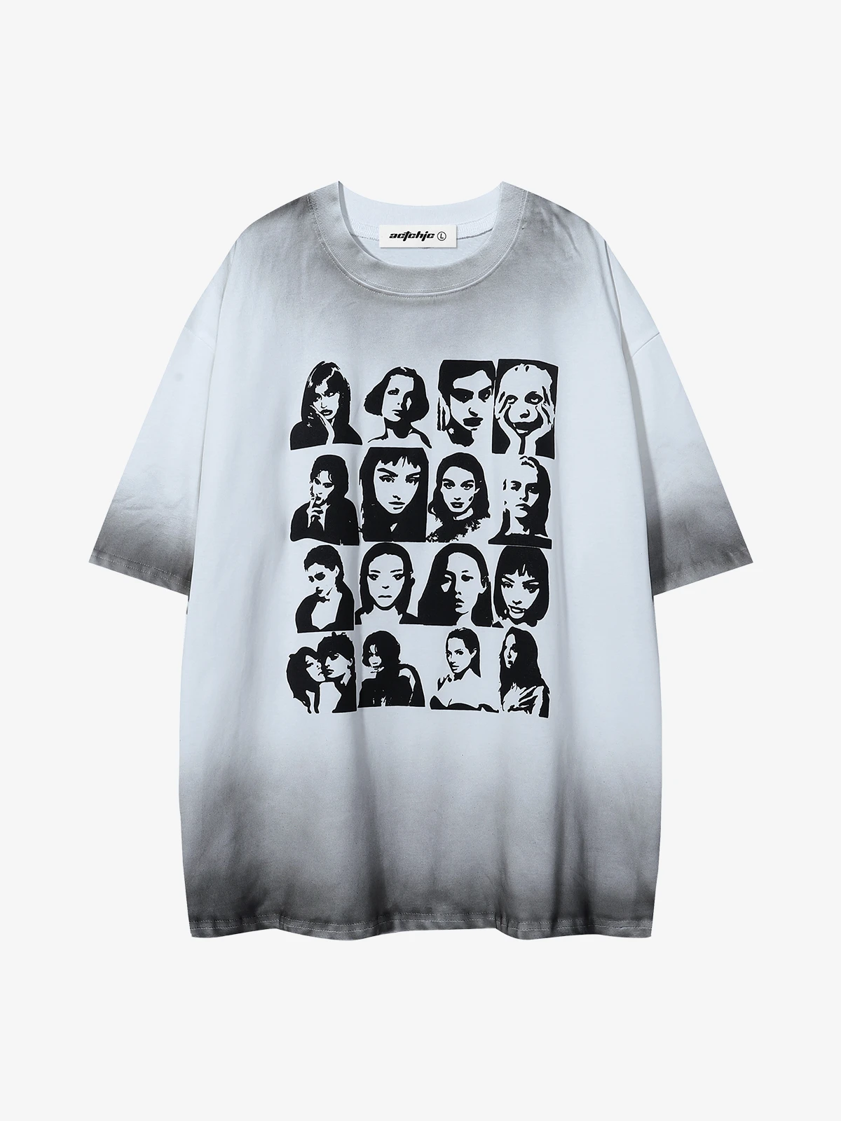 White Act Chic Dark Aesthetic Portrait Graphic Tee Front
