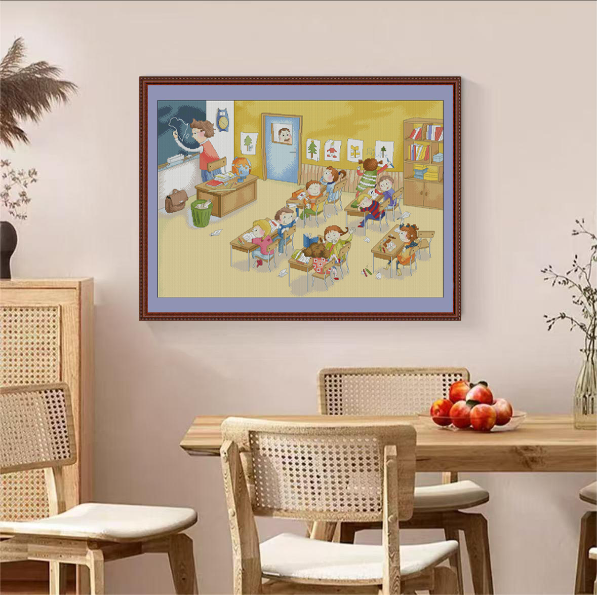1set DIY Printed Cross Stitch Kit, 【CC2211- Classroom】aida cross stitch Painting Fairy Cross Stitch