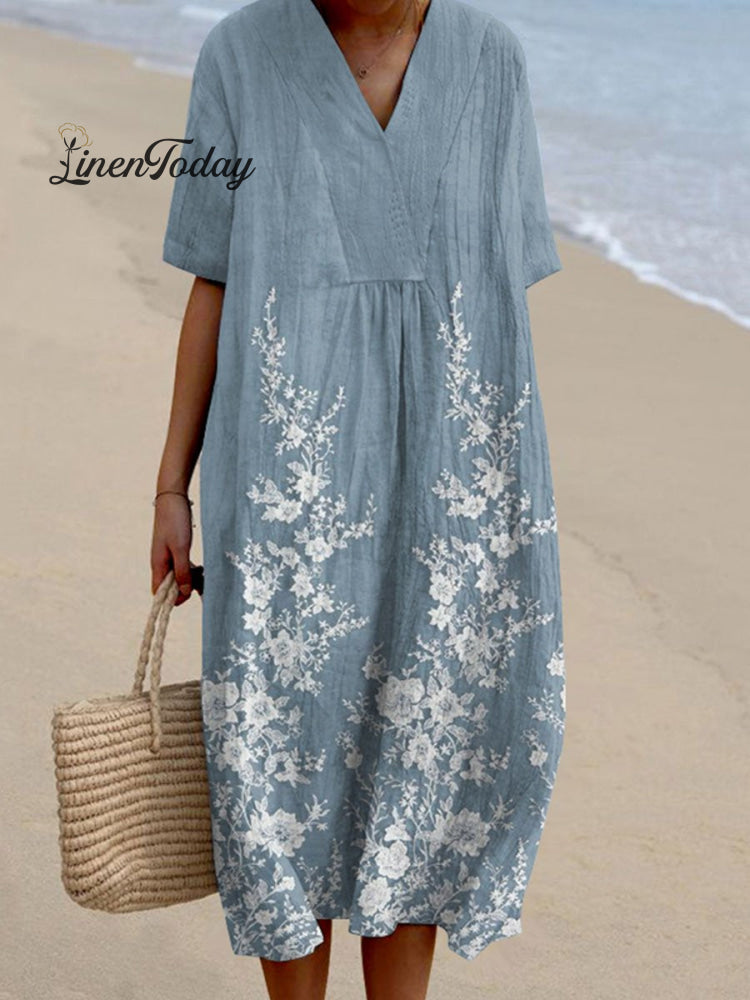 Women&rsquo;s Vintage Lace Printed Flowy Dress Multicolor / S