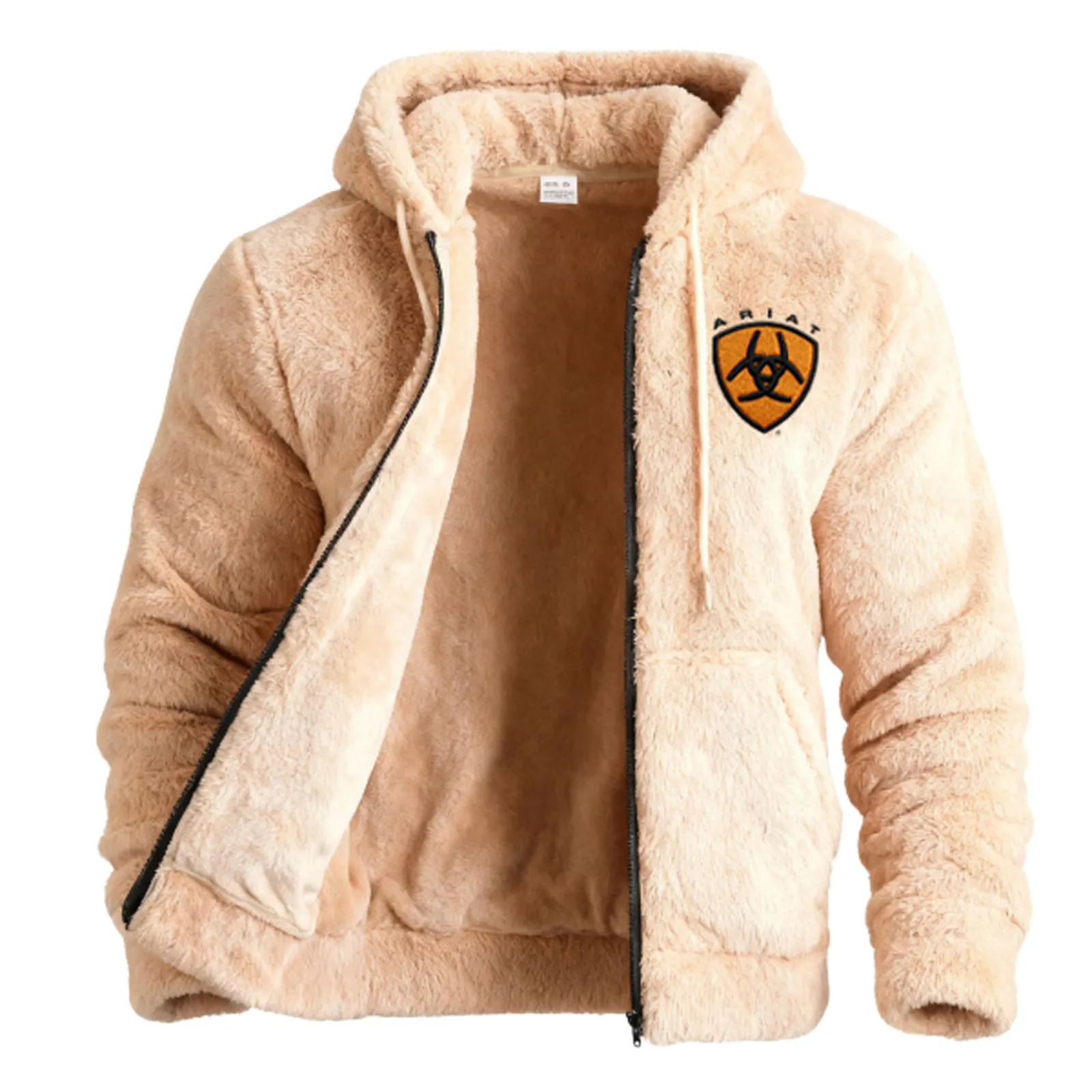 Cozy Hooded Zip-Up Jacket With Embroidered Design
