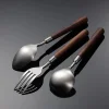 High-grade Walnut Handle Stainless Steel 304 Tableware Three-piece Set