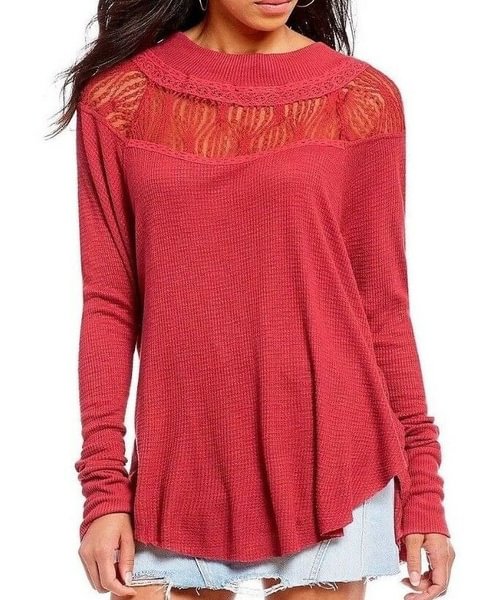 Free People | Spring Valley Long Sleeve Top | Red - Shop Trendy Women's Clothing | LoverChic