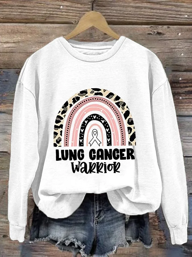 Women's Lung Cancer Awareness Lung Cancer Warrior Print Sweatshirt socialshop