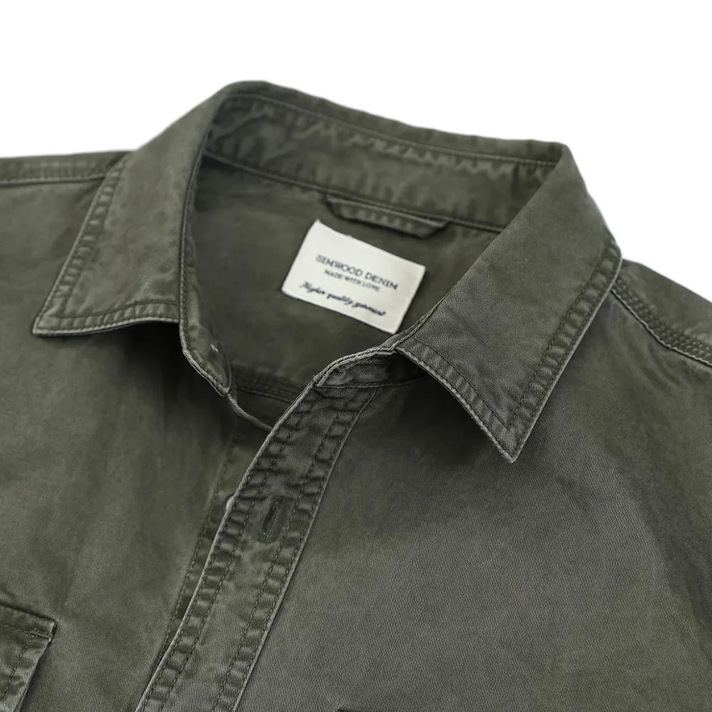 SIMWOOD 2021 Autumn 100% Cotton Vintage Overshirt Men Garment Dyed Western Style Shirts Plus Size Cargo Military Clothes
