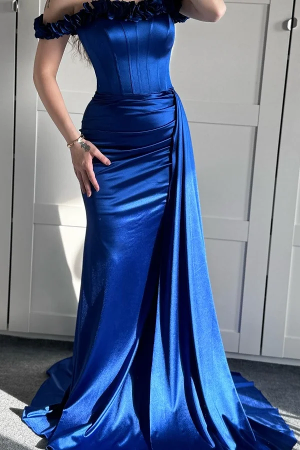 green emerald velvet dress Royal Blue Floor Length Off Shoulder Prom Dresses Evening Dresses US2 / Royal Blue