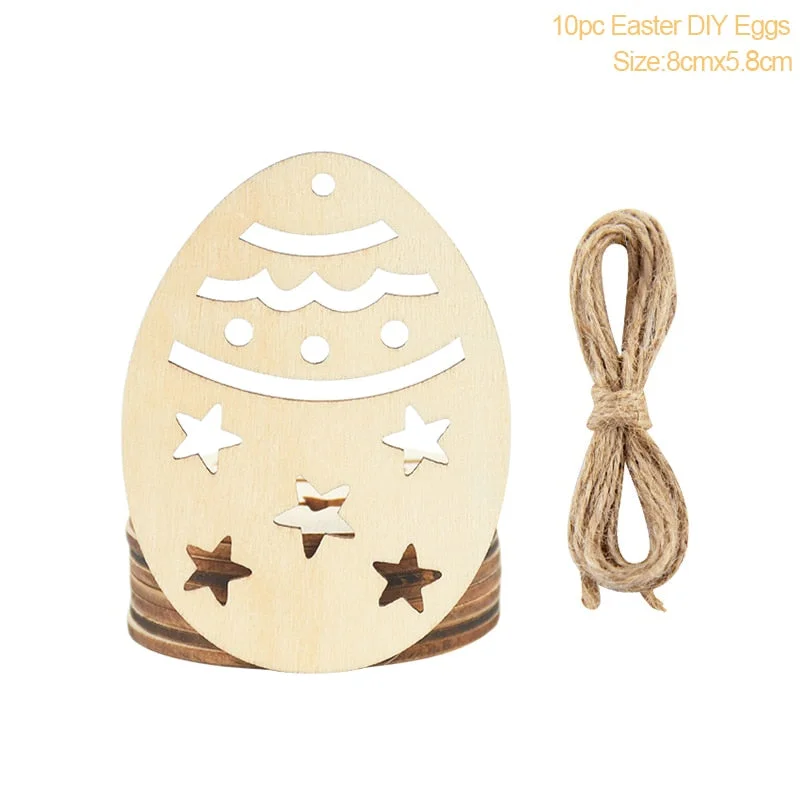 Easter Decoration for Home Wooden Easter Egg Holder Shelves DIY Craft Handmade Ornaments Kids Gift Happy Easter Party Decor 2022