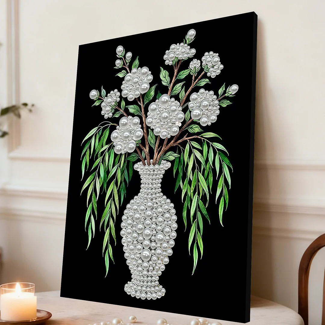 Vase - DIY Pearl Diamond Art Kit With Frame 30*40cm
