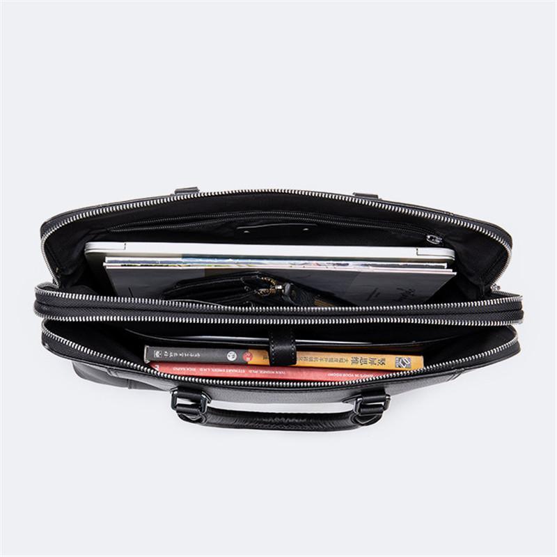 Mens Classic  Business 14 Inch Laptop Briefcase Leather Shoulder Packs