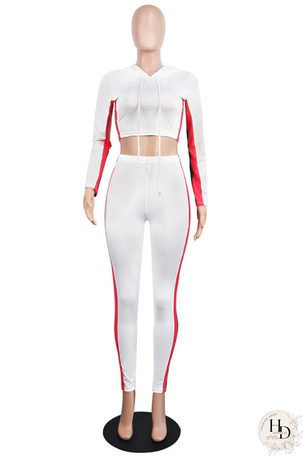 Army Green Long Sleeve Patchwork Pants Two-piece suit