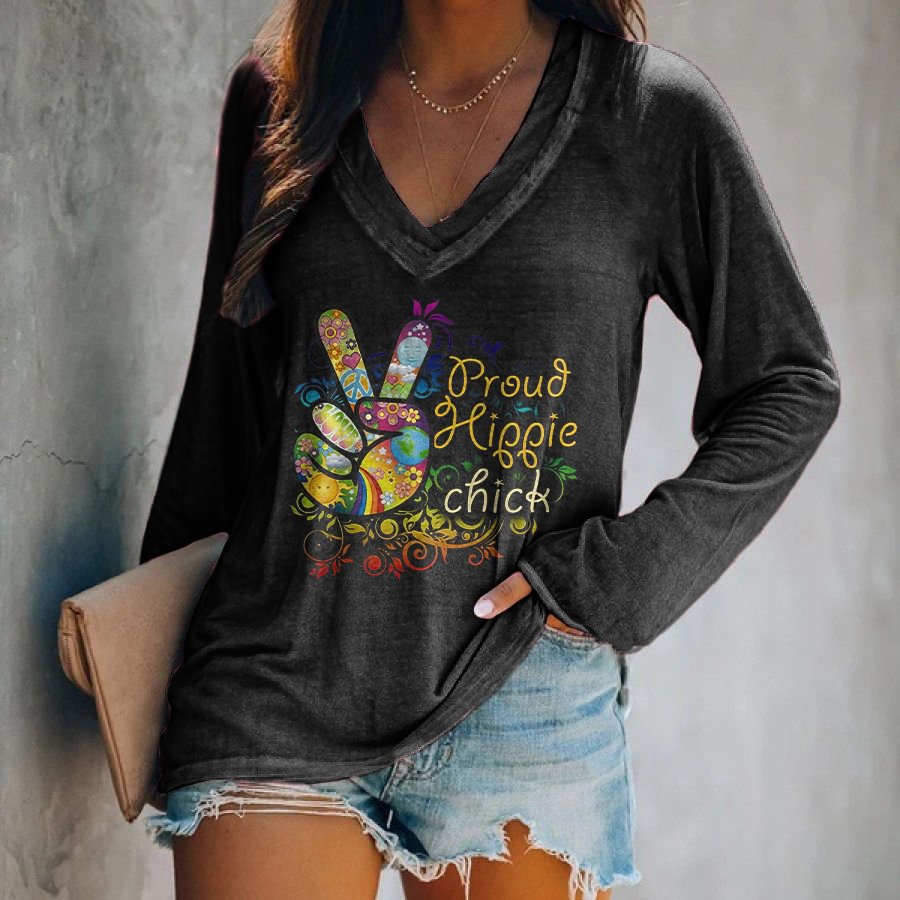 Proud Hippie Chick Printed T-shirt