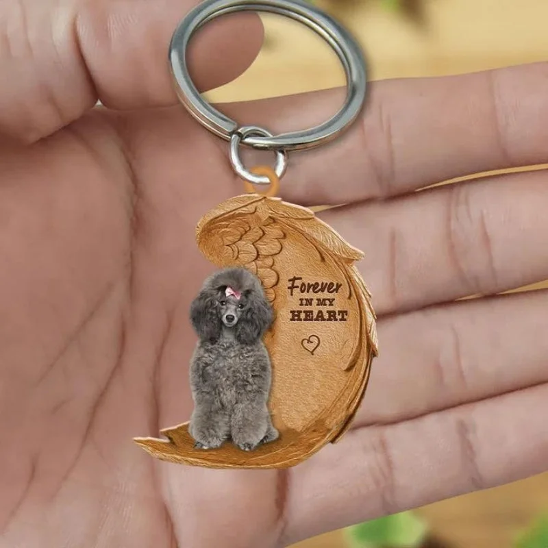 VigorDaily Poodle Forever In My Heart Acrylic Keychain FK070
