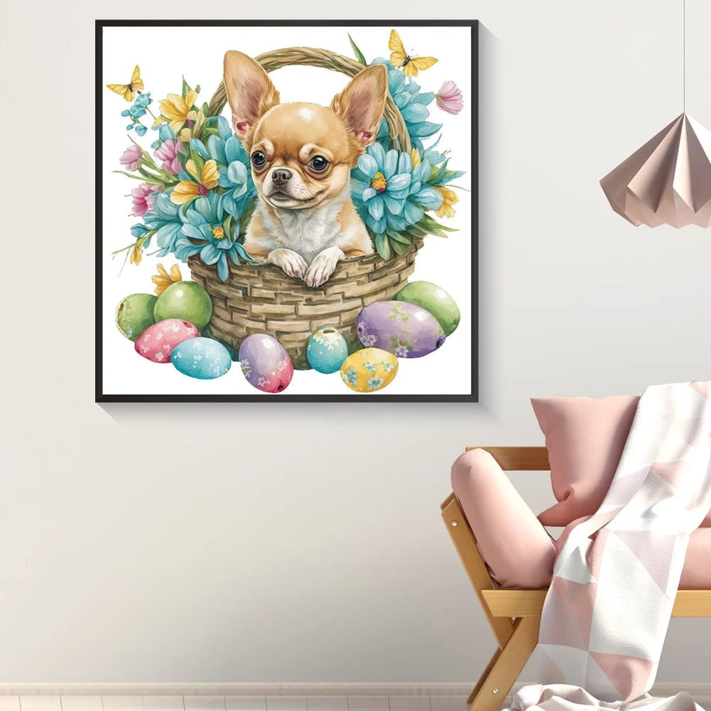 Diamond Painting - Full Round Drill - Easter Dog(Canvas|30*30cm)