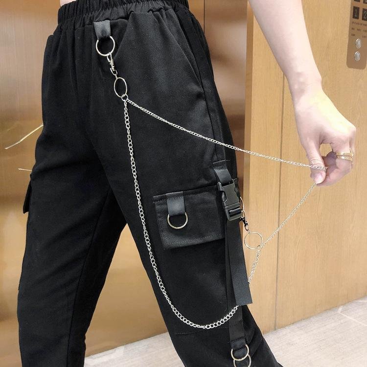 Chained Cargo Pants With Pockets - GothBB 2022 free shipping available