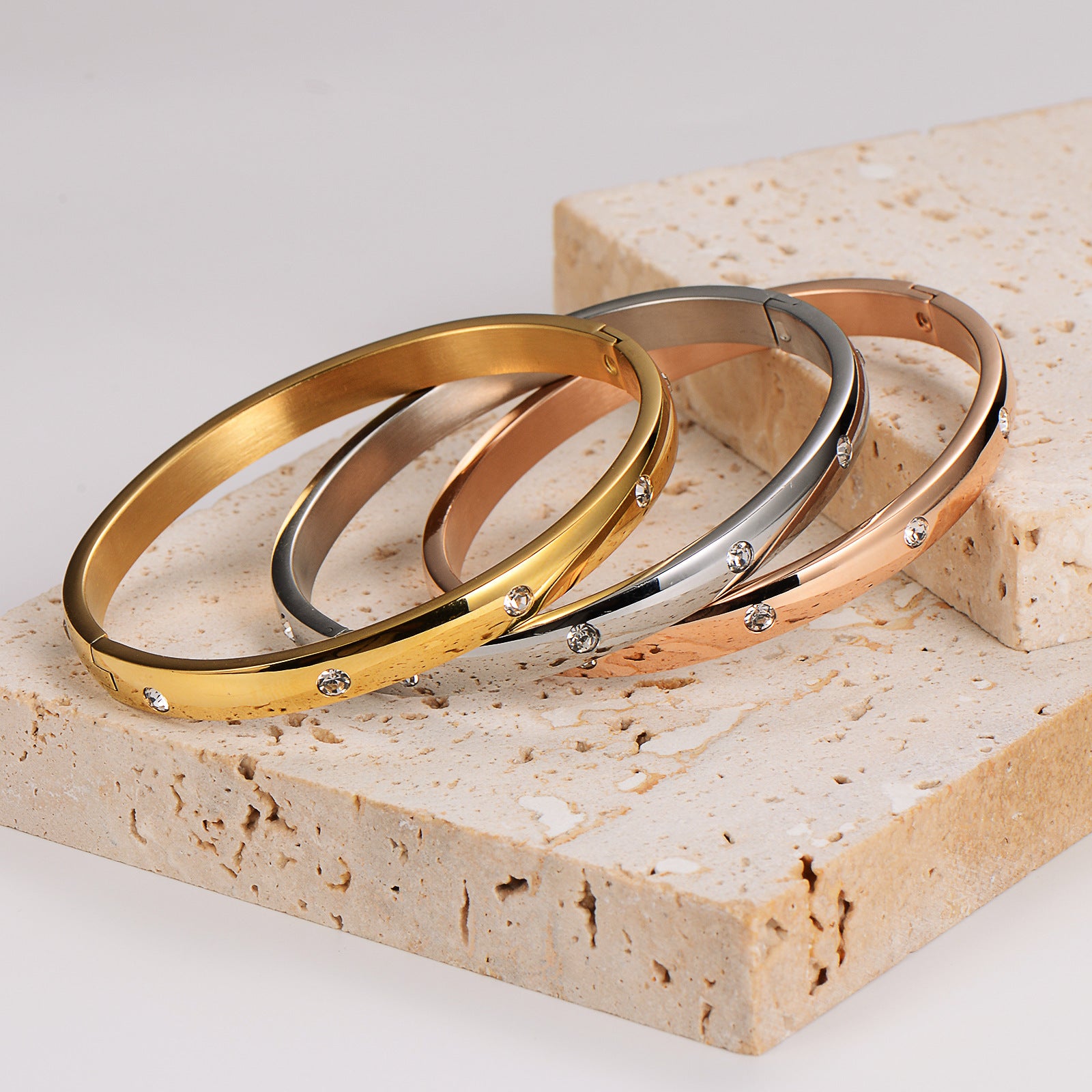 Expressive Tennis / Diamond Line Stainless Steel Electroplating Bangles