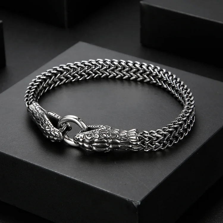 Coutureaura Double Snake Head Steel Bracelet