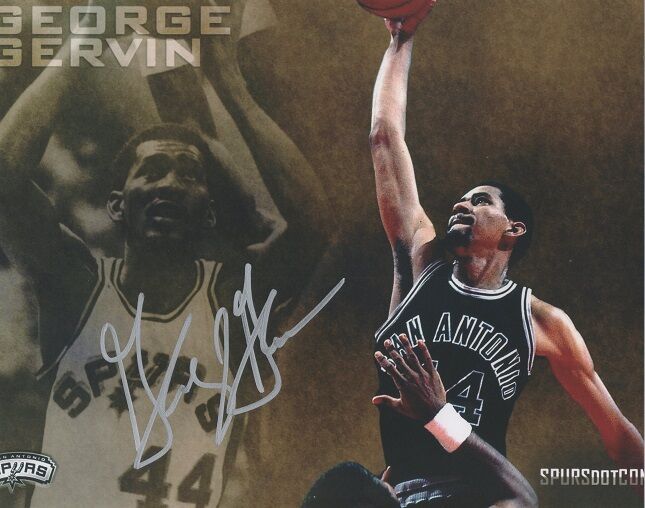 *GEORGE GERVIN*SIGNED*AUTOGRAPHED*Photo Poster painting*SAN ANTONIO*SPURS*HALL OF FAME*COA*8x10