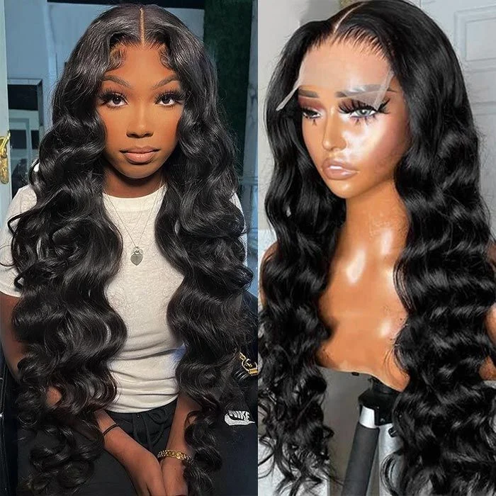 Glueless 6x5 Pre-Cut Lace Closure Loose Wave Easy-Wear Upgrade HD Lace Natural Black Human Hair Wig Beginner-Friendly