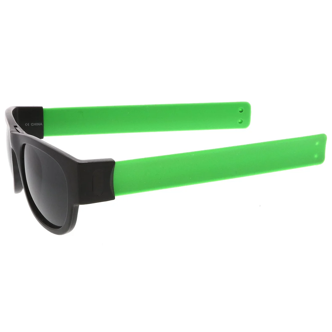 Portable Rubber Snap Arms Square Lens Foldable Horn Rimmed glasses 53mm