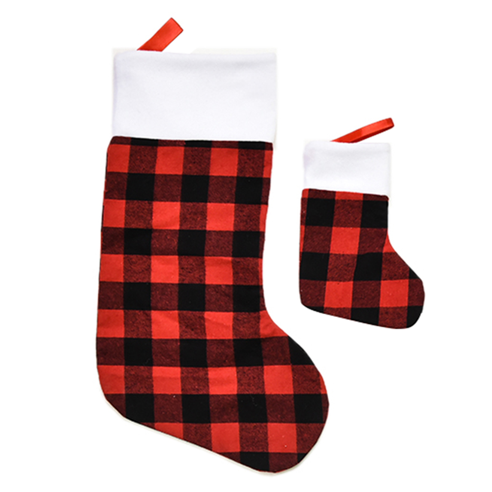 

Black Red Plaid Stockings Hanging Christmas Tress Stockings Decor Sugar Bag, Large size, 501 Original