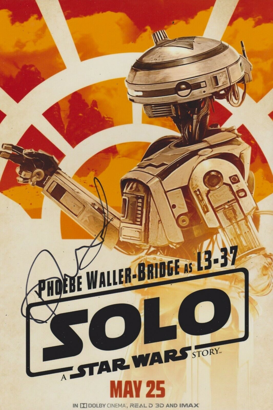 Phoebe Waller-Bridge Signed Solo: A Star Wars Story 12x8 Photo Poster painting AFTAL