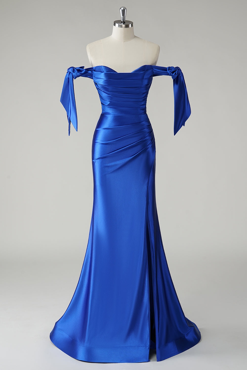 Ovlias Stunning Royal Blue Off-the-shoulder Sleeveless Mermaid Prom Dress LY0600