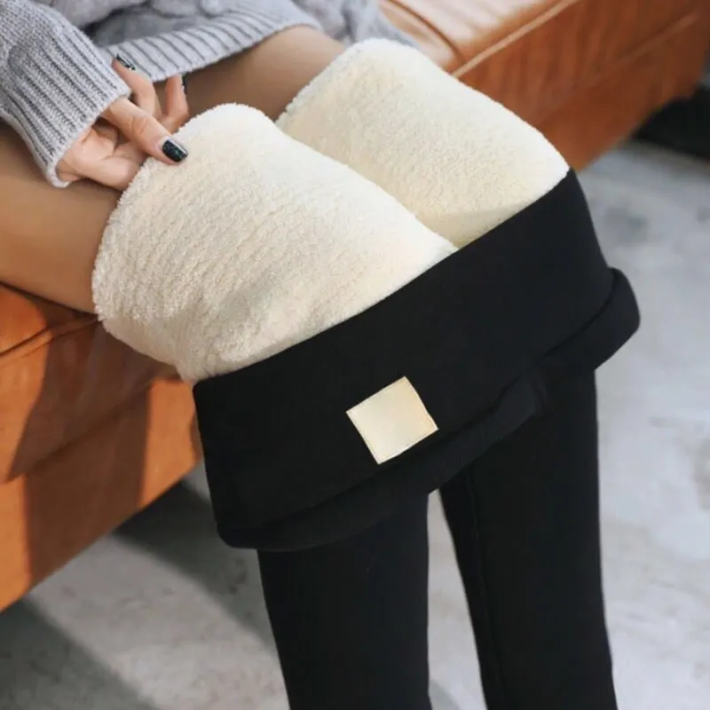 Winter Warm Leggings Women Velvet Hight Waist Solid Color Streetwear Long Pants Stretchy Casual Comfortable Thicken Leggings