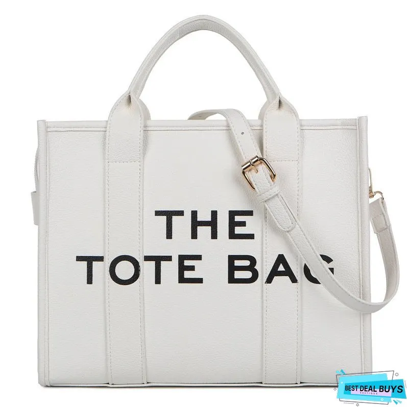 Cross-Border Foreign Trade Women's Bag One Piece Dropshipping New Solid Color Pu Letter Tote Bag Simple Casual Large Capacity Handbag