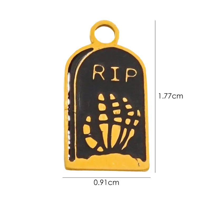 1 Piece 10*14.8mm 8.3*14.8mm 9.1*15.2mm 304 Stainless Steel 14K Gold Plated Pumpkin Skull Grimace Pendant Jewelry Accessories
