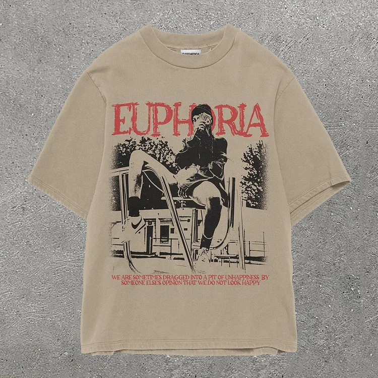 Casual Euphoria Print Short Sleeve T-Shirt