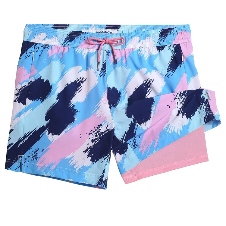 5.5 Inseam 2 in 1 Stretch Short Liner Camo Swim Shorts