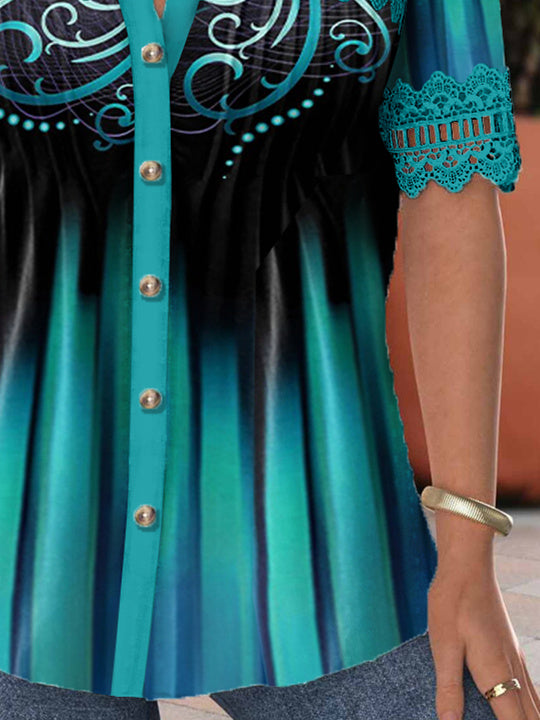 Women Half Sleeve V-neck Solid Color Dress