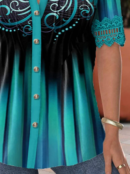 Women Half Sleeve V-neck Solid Color Dress