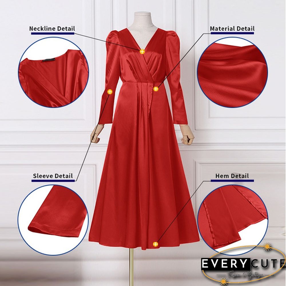 Womens V-Neck Cocktail Prom Sexy Kaftan Evening Split Silky Satin Maxi Dress Party Plus